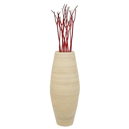 Uniquewise Bamboo Cylinder Floor Vase-Handcrafted Tall Decorative Vase-Ideal for Dining Room, Living Room, 27.5" Natural QI003245N